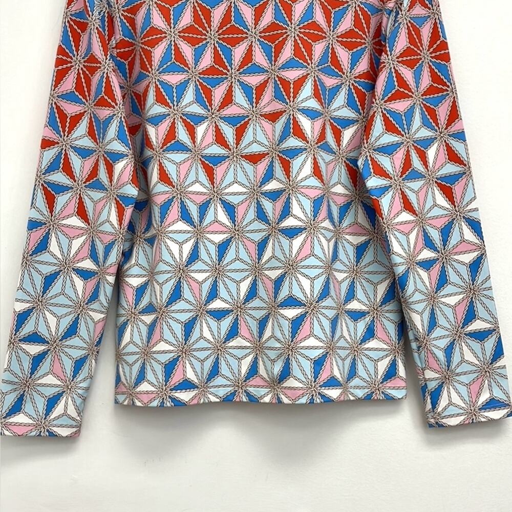 J. McLaughlin Bedford Catalina Cloth Pinwheel Print Quarter Zip Top - Large - Picture 6 of 10